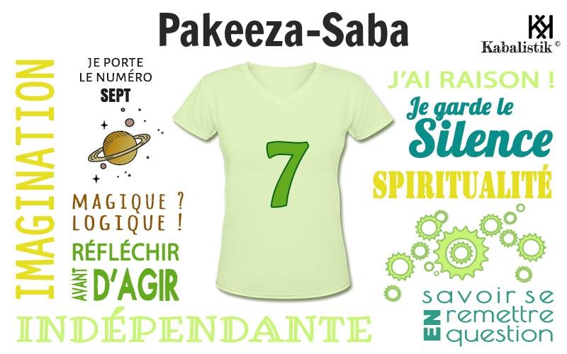 La signification numérologique du prénom Pakeeza-Saba